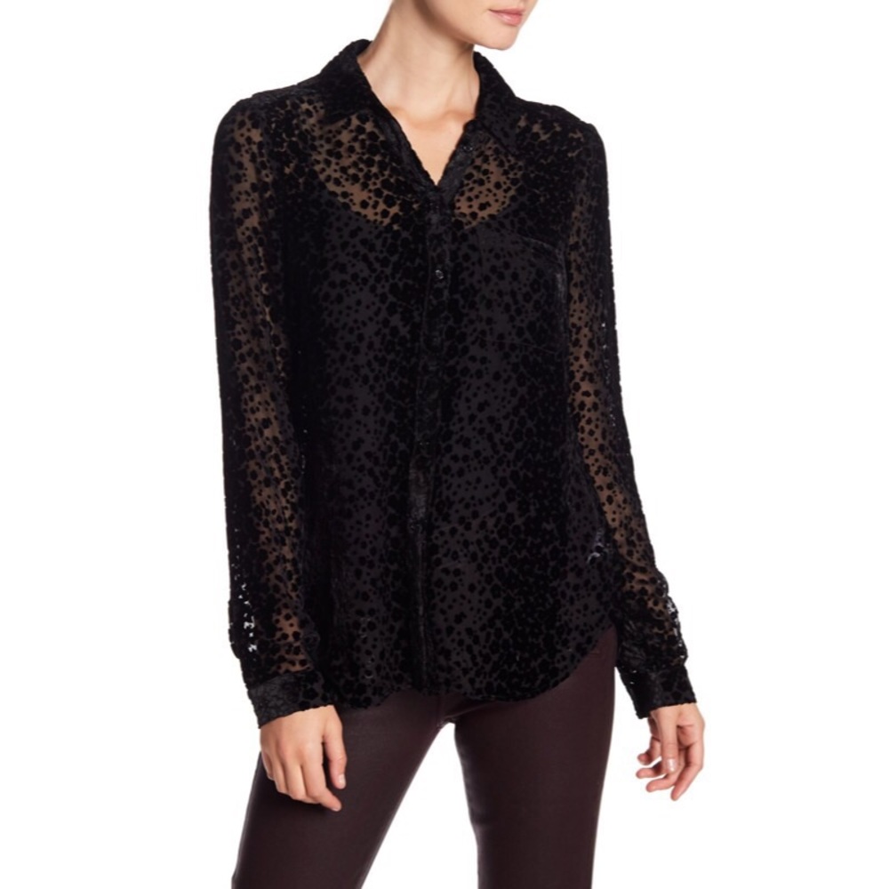 Paige Linara Shirt Black Velvet Top